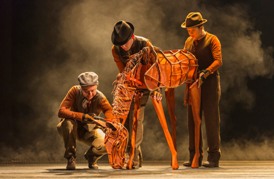 (L to R) Catherine Gowl, Nick LaMedica and Laurabeth Breya in the national tour of the National Theatre of Great Britain production of ?War Horse,? which has its West Coast premiere at the Center Theatre Group/Ahmanson Theatre, June 14 through July 29, 2012.  (Opens June 29.)  ?War Horse,? the winner of five Tony Awards, is based on a novel by Michael Morpurgo, adapted by Nick Stafford and presented in association with Handspring Puppet Company. For tickets and information, call (213) 972-4400 or go to www.CenterTheatreGroup.org.                                                                                     Contact: CTG Media and Communications (213) 972-7376/CTGMedia@CenterTheatreGroup.org                                    Photo by Brinkhoff/Mögenburg