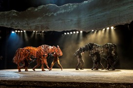 The cast of the national tour of the National Theatre of Great Britain production of ?War Horse,? which has its West Coast premiere at the Center Theatre Group/Ahmanson Theatre, June 14 through July 29, 2012.  (Opens June 29.)  ?War Horse,? the winner of five Tony Awards, is based on a novel by Michael Morpurgo, adapted by Nick Stafford and presented in association with Handspring Puppet Company. For tickets and information, call (213) 972-4400 or go to www.CenterTheatreGroup.org.                                                                                                                                                                      Contact: CTG Media and Communications (213) 972-7376/CTGMedia@CenterTheatreGroup.org                                     Photo by Brinkhoff/Mögenburg