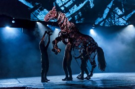 (L to R obscured) Christopher Mai, Derek Stratton and Rob Laqui in the national tour of the National Theatre of Great Britain production of ?War Horse,? which has its West Coast premiere at the Center Theatre Group/Ahmanson Theatre, June 14 through July 29, 2012.  (Opens June 29.) ?War Horse,? the winner of five Tony Awards, is based on a novel by Michael Morpurgo, adapted by Nick Stafford and presented in association with Handspring Puppet Company. For tickets and information, call (213) 972-4400 or go to www.CenterTheatreGroup.org.                                                       Contact: CTG Media and Communications (213) 972-7376/CTGMedia@CenterTheatreGroup.org                                     Photo by Brinkhoff/Mögenburg