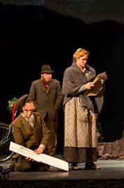 (L to R) Andrew Veenstra, Todd Cerveris and Angela Reed in the national tour of the National Theatre of Great Britain production of ?War Horse,? which has its West Coast premiere at the Center Theatre Group/Ahmanson Theatre, June 14 through July 29, 2012.  (Opens June 29.)  ?War Horse,? the winner of five Tony Awards, is based on a novel by Michael Morpurgo, adapted by Nick Stafford and presented in association with Handspring Puppet Company. For tickets and information, call (213) 972-4400 or go to www.CenterTheatreGroup.org.                                                                                                                                                                                                    Contact: CTG Media and Communications (213) 972-7376/CTGMedia@CenterTheatreGroup.org      Photo by Brinkhoff/Mögenburg