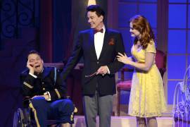 010 Benjamin Schrader, Davis Gaines, and Rebecca Ann Johnson in Dirty Rotten Scoundrels Produced by Musical Theatre West